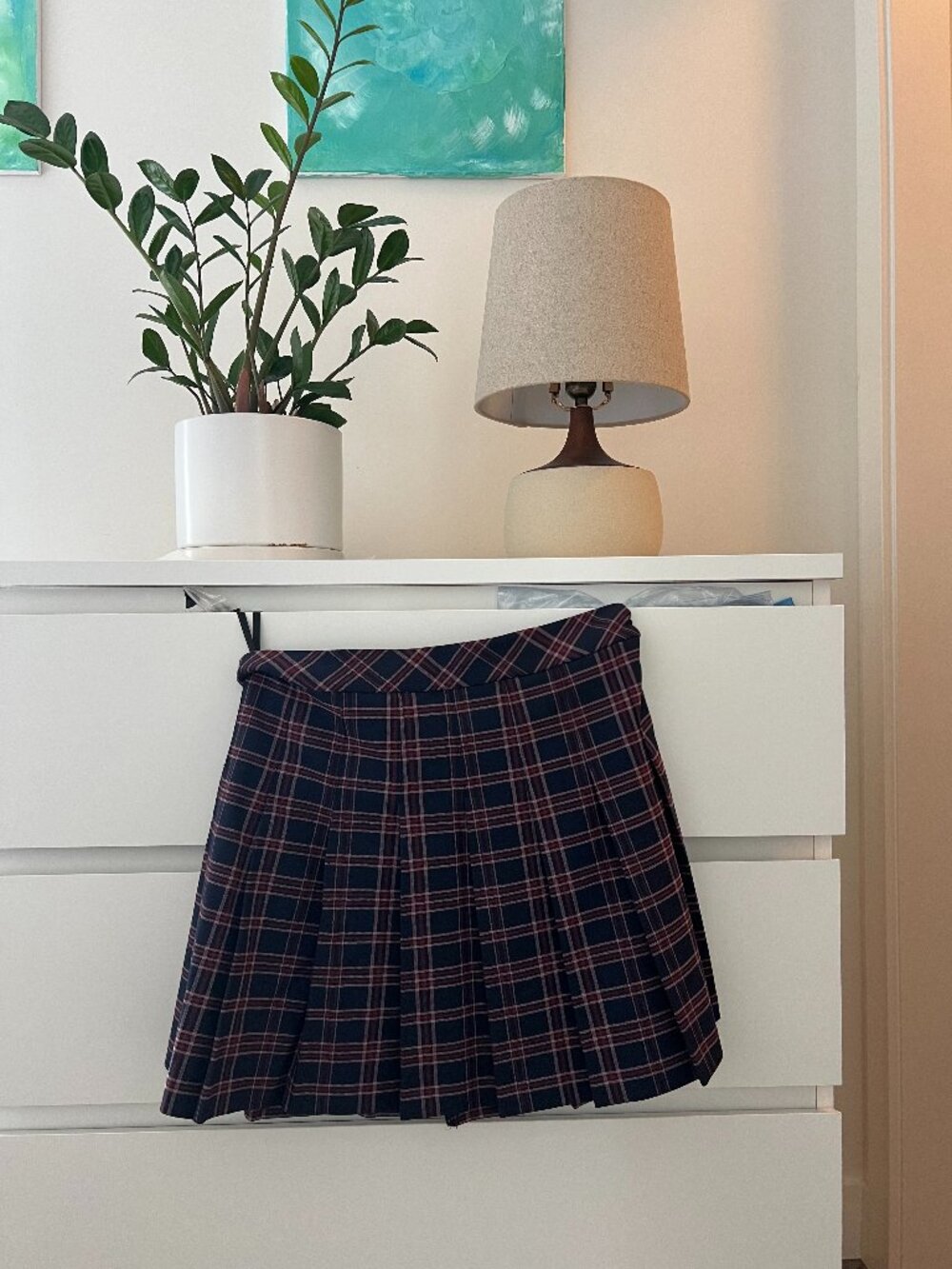 Sunday Best (Aritzia) Plaid Pleated Mini Skirt - Size 4 - Dark Academia